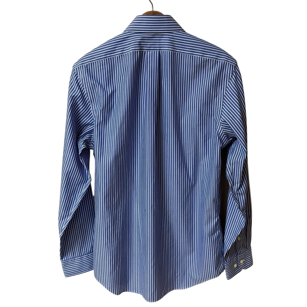 Banana Republic Men’s Non Iron Blue White Striped Classic Fit Dress Shirt Size S - Picture 2 of 9